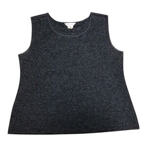 Misook Charcoal Sleeveless Knit Shell Tank Top XL Stretchy Pullover Side Splits